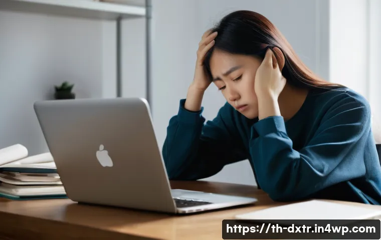 디지털 번아웃 극복을 위한 사례 연구 - **Prompt: Digital Overload Fatigue**
    "A young Asian woman, in her late 20s, sits at a desk in a ...